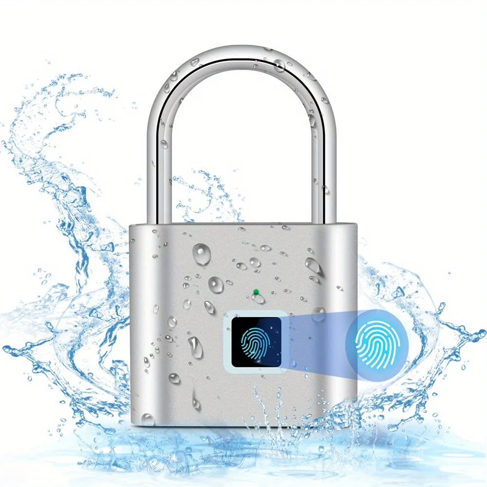Smart Fingerprint Padlock Waterproof Biometric Fingerprint Keyless Door Lock USB Rechargeable Security Padlock for House Unlock